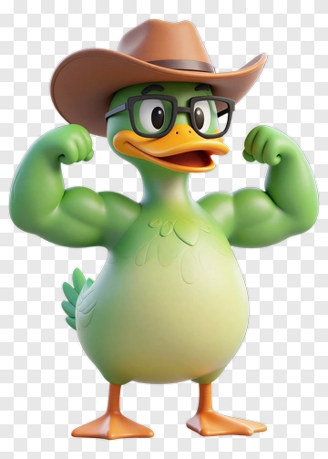 Cartoon Duck Flexing Muscles PNG