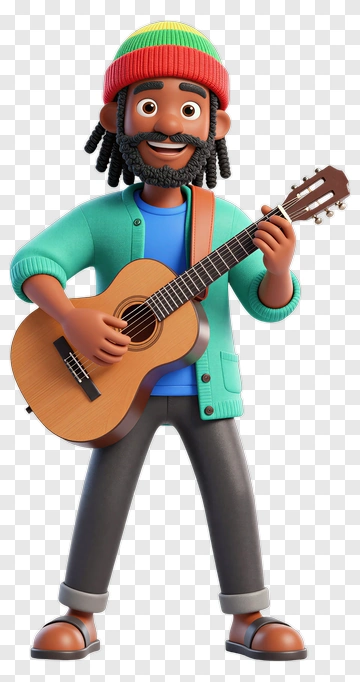 3D Musician Playing Guitar PNG