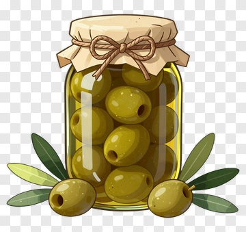 Jar Of Olives With Olive Leaves PNG