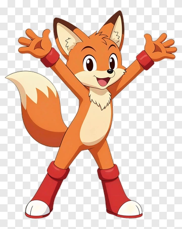 Cartoon Fox Character With Outstretched Arms PNG