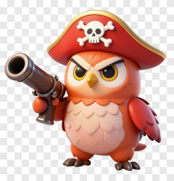 Pirate Owl Holding A Pistol PNG