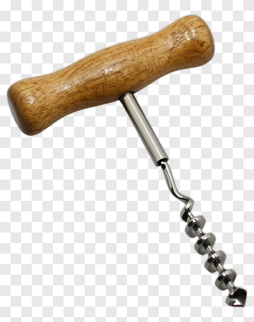 Corkscrew With Wooden Handle PNG