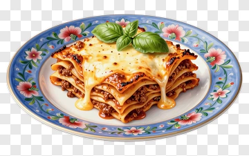 Delicious Lasagna With Cheese And Basil PNG