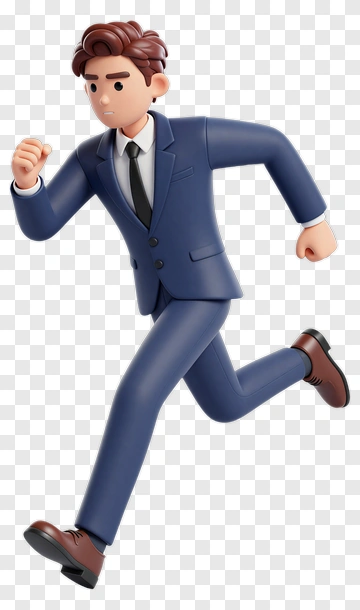 3D Businessman Running PNG