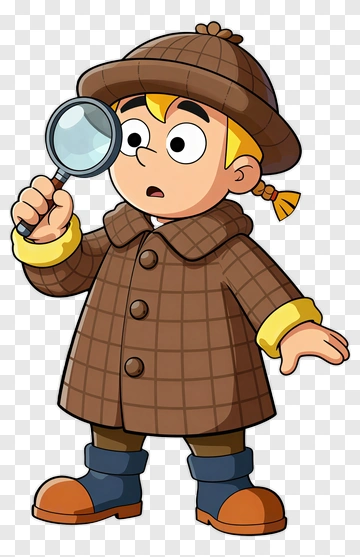 Cartoon Detective Holding A Magnifying Glass PNG