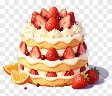 Strawberry Cream Cake With Orange Slices PNG
