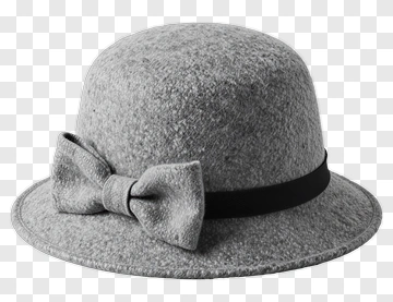 Gray Felt Hat With Bow PNG