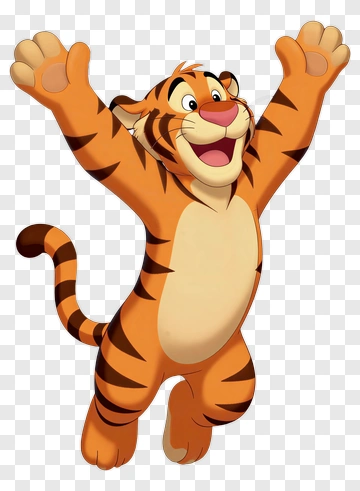Cartoon Tiger Jumping With Excitement PNG