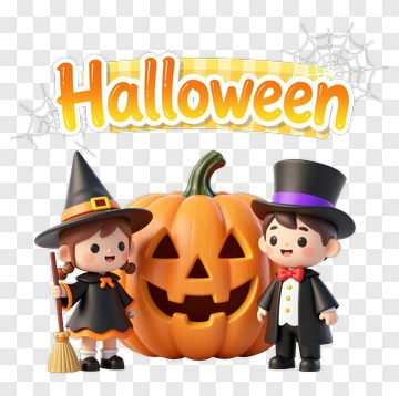 Halloween Children With Pumpkin PNG