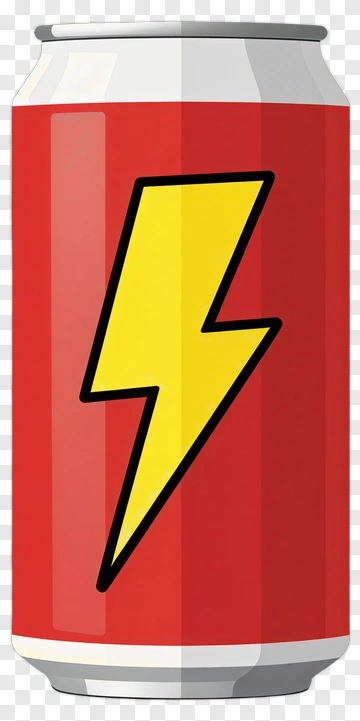 Red Energy Drink Can With Lightning Bolt PNG