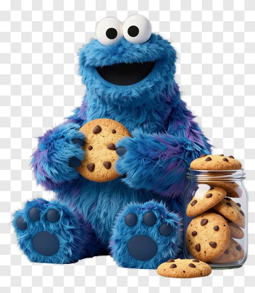 Cookie Monster Holding A Chocolate Chip Cookie PNG