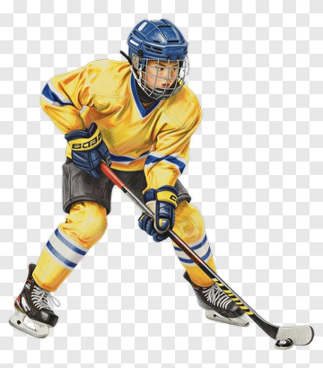 Hockey Player In Yellow Jersey Holding A Stick PNG