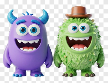Cartoon Monsters Smiling Together PNG
