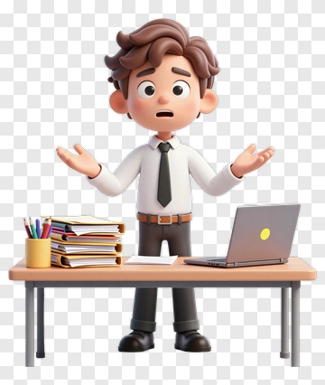 3D Businessman Gesturing At A Desk PNG