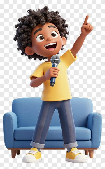 Cartoon Boy Singing On A Couch PNG