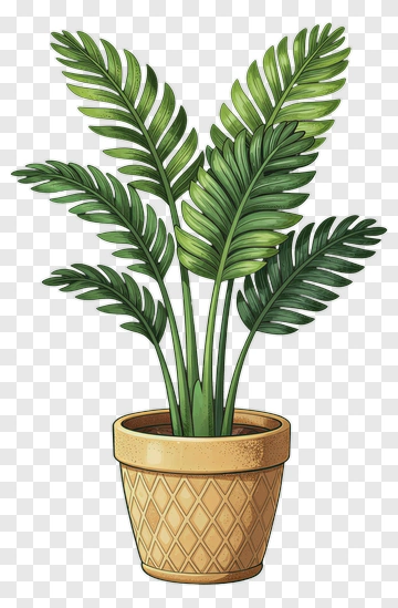 Potted Plant With Green Leaves PNG