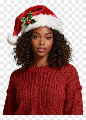 Woman Wearing A Christmas Santa Hat PNG