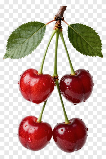 Fresh Cherries With Leaves PNG