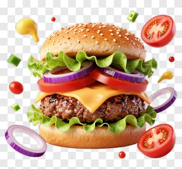 Delicious Burger With Fresh Ingredients PNG