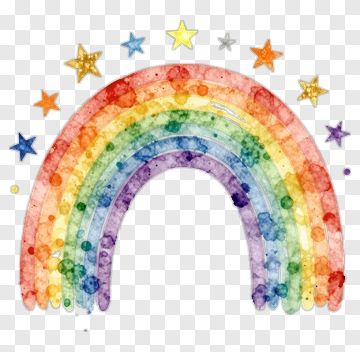 Colorful Watercolor Rainbow With Stars PNG