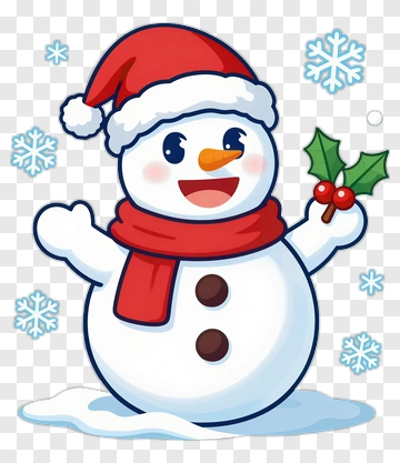 Cartoon Snowman Holding Holly PNG