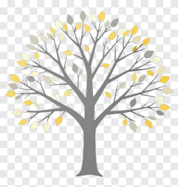 Felt Tree With Yellow And Gray Leaves PNG