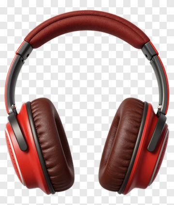 Red Headphones With Brown Ear Cushions PNG