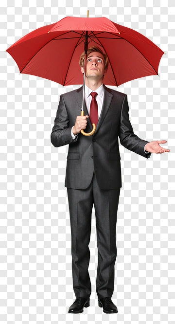 Businessman Holding A Red Umbrella PNG