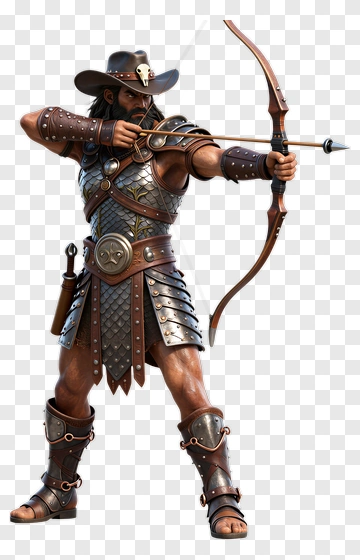 3D Archer With Bow And Arrow PNG