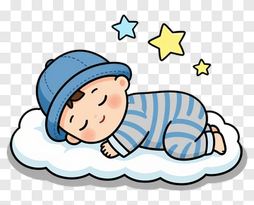 Sleeping Baby On A Cloud With Stars PNG