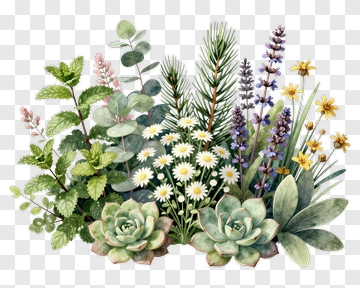 Colorful Succulent And Flower Arrangement PNG