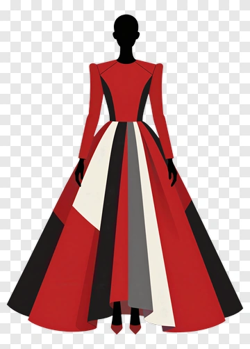 Stylish Red Dress Design PNG