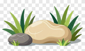 Cartoon Rocks Surrounded By Grass PNG