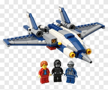Lego Fighter Jet With Three Minifigures PNG