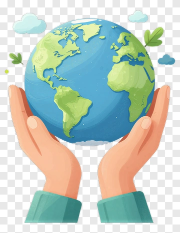 Hands Holding A Globe With Green Leaves PNG