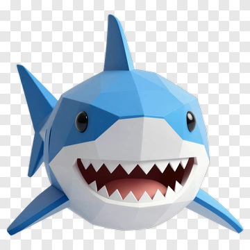 3D Shark Character PNG