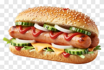 Hot Dog With Vegetables And Condiments PNG
