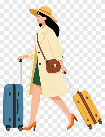 Woman Walking With Luggage PNG
