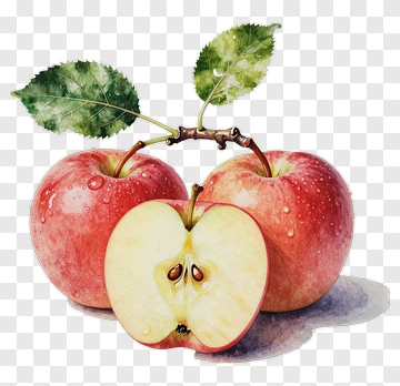 Red Apples With Green Leaves PNG