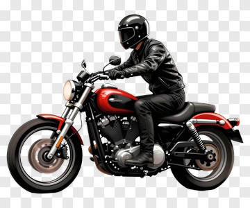Motorcyclist Riding A Red Motorcycle PNG