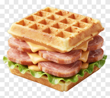 Waffle Sandwich With Ham And Cheese PNG