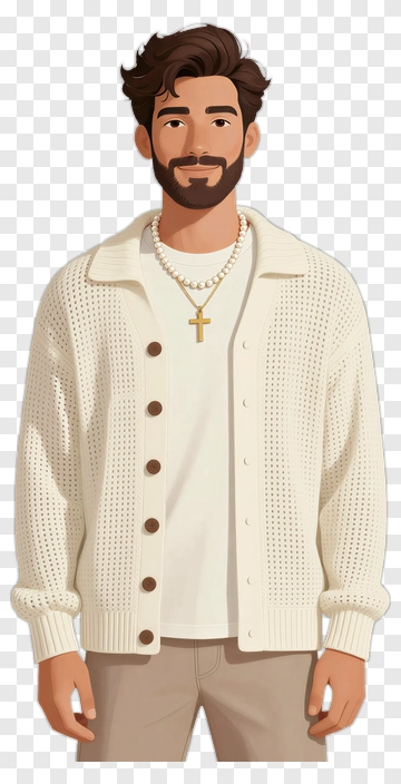 Stylish Man In Casual White Sweater PNG