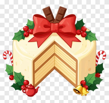 Christmas Cake With Holly And Candy Canes PNG