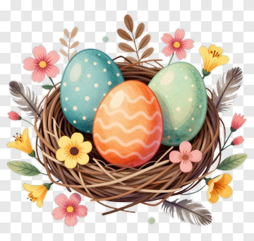 Colorful Easter Eggs In A Nest PNG