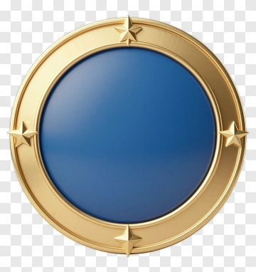 Gold Framed Blue Medal With Stars PNG