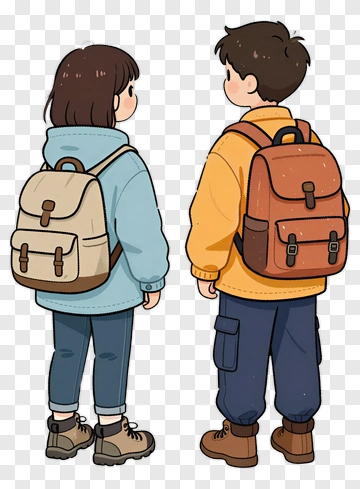 Cartoon Children With Backpacks PNG