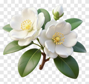 White Flower Bouquet With Leaves PNG