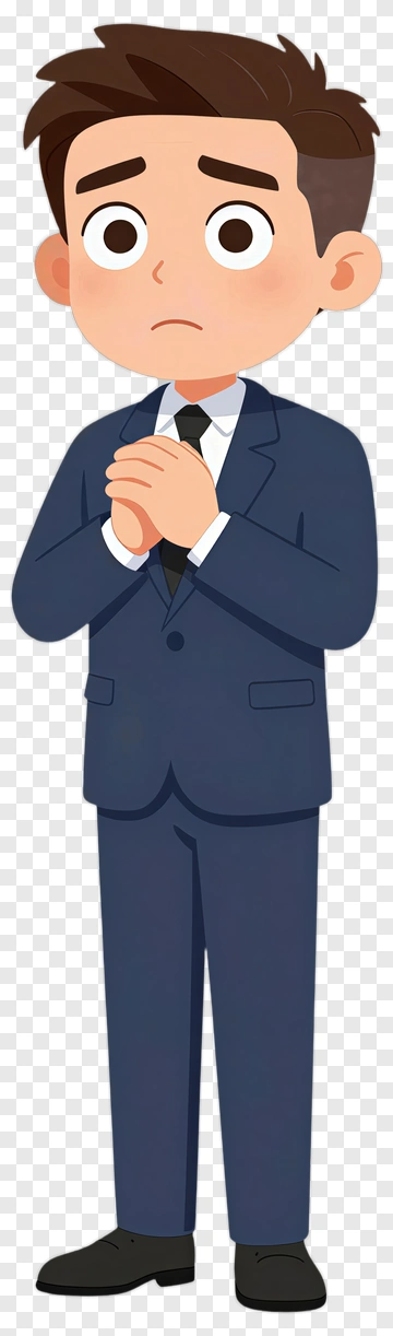 Worried Cartoon Businessman In A Suit PNG