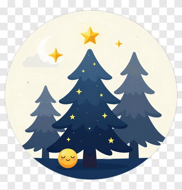 Colorful Christmas Tree With Stars And Moon PNG