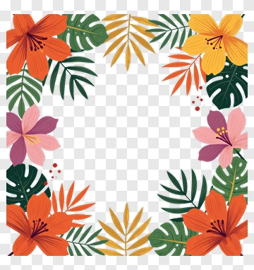 Colorful Floral Frame PNG